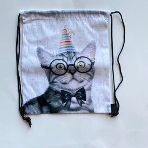 Backpack Drawstring Cat Themed 12 in X 10 in Multicolor